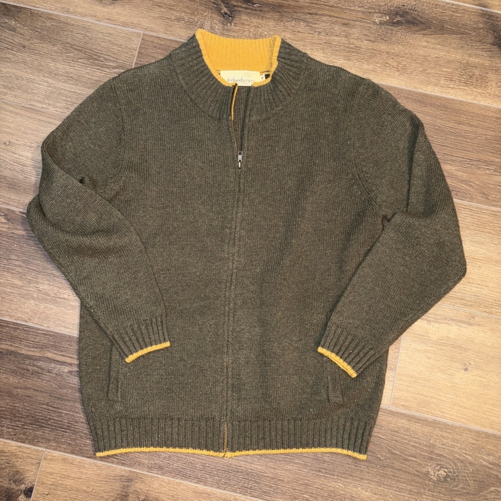 Irelands Eye Women's Cardigan Sweater‎ Medium Lambs Wool Zip Up